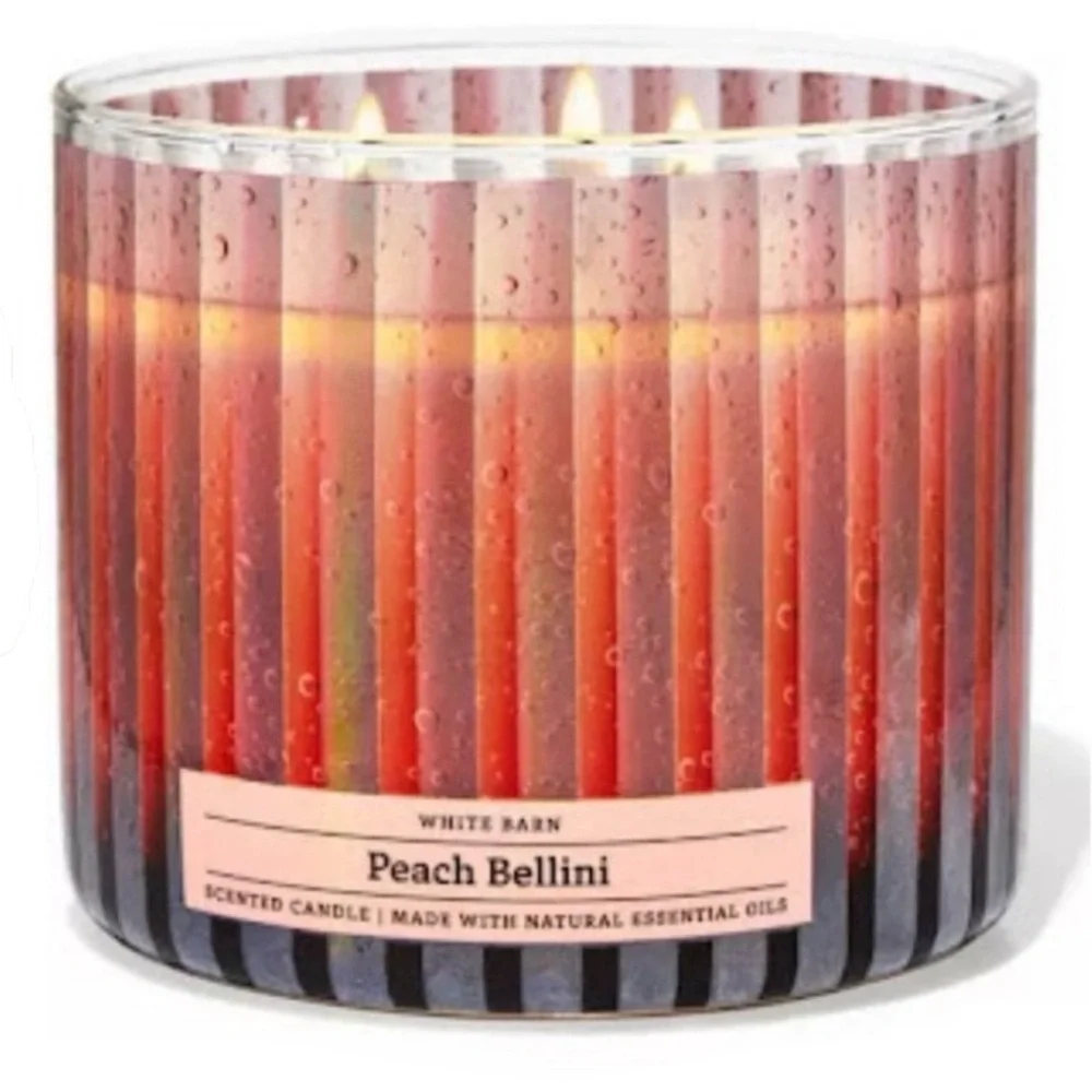 Bath & Body Works White Barn Peach Bellini 3 Wick Candle